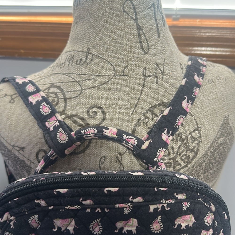 Vera Bradley Black Backpack With Pink Elephant Pa… - image 5